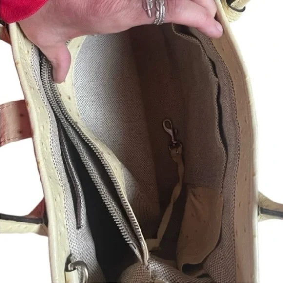 Dooney & Bourke Vintage Cream Ostrich Inspired Leather Shoulder Bag - Picture 9 of 11